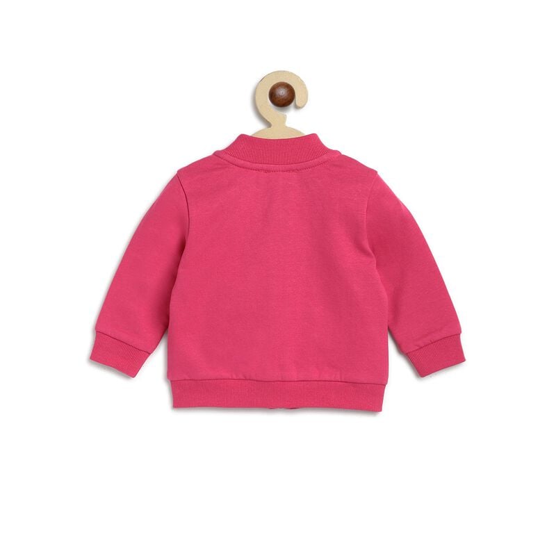 Girls Dark Pink Front Open Fleece Cardigan image number 1